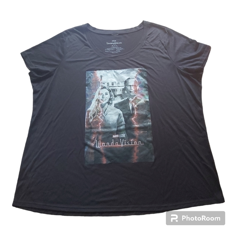Nwot Marvel Studios WandaVision Polyester Blend Black Graphic T-Shirt - Size 3X